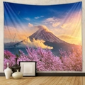 Detailed view of bohemian tapestry featuring Mount Fuji and cherry blossoms for room decor - Sunset Sakura (GT202469) / 73X95CM (Cross-border Brushed Style)