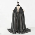 Solid dark grey crinkled cotton linen scarf with frayed edges on a mannequin - Dark Grey