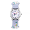 Detail of purple children's watch with 3D unicorn strap and analog dial - Light Purple