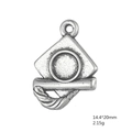 Detail of silver graduation charm with mortarboard and scroll, 14.4x20mm size - Doctor Hat