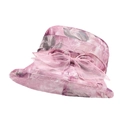 Pink floral sun hat for women with a sheer organza bow and breathable summer fabric - Pink 1