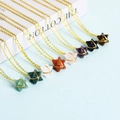 Star-shaped natural crystal pendants with handmade gold wire wrapping in multiple colors - Merkabah-Gold