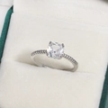 Elegant silver square cut zircon ring with side stones in a luxury gift box - Large Square Zirconia with Row Diamonds Style (白金色11)
