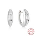 Orecchini a cerchio in argento 925 con zirconi cubici a taglio smeraldo - Argento 925 / Oro Bianco