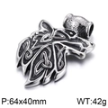 Colgante de corazón vintage vikingo de doble cabeza de lobo en plata antigua - Forma de Cabeza de Lobo Nudo Celta (KP55232-BD)