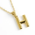 Minimalist 18K gold plated stainless steel necklace with 3D letter H pendant - Letter H / Gold
