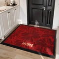 Dunkelrote Fußmatte mit Blumenmuster, goldenem HOME-Schriftzug und schwarzem Gummirand - 60*90cm [Exquisite Stickerei] / Gänseblümchen Schatten