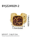 Ring aus 18K vergoldetem Edelstahl, geschichtetes Design mit quadratischem Leopardenmuster - Quadratischer Leoparden-Stil (A7-6-251007-3)