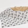 Bamboo cotton muslin baby swaddle blanket with cute rabbit patterns on beige fabric - Rabbit