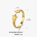 Anello a stella regolabile in acciaio inossidabile placcato oro 18K da 1,7cm - Pentagramma (Oro) / Oro