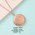 Collier médaillon rond en or rose avec gravure florale et cadre photo, chaîne de 45 cm - Style Rond Motif Fleuri Relief Or Rose (17#)