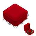 Detailed view of a red velvet jewelry box for bracelets with dimensions 9x9x4cm - Bracelet/Watch Box / Red