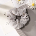 Grey organza scrunchie with gold star pattern for women's elegant hair styling - Grey Gold Bronzing Star