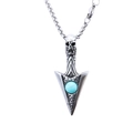 Collana punk gotica in acciaio inossidabile con teschio, freccia e pietra blu sintetica - Ciondolo a Punta di Freccia con Teschio (Senza Catena Inclusa) (B1110) / Argento / Celeste