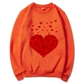 Bright orange crewneck sweatshirt with heart pattern print in a comfortable cotton blend - Orange Slogan