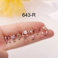 Rose gold titanium steel cartilage studs featuring colorful zircons and moon designs - Heart Butterfly Style (1#) / Rose Gold