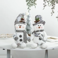 Nordic snowman doll set with grey checkered hats and pine needle accents for holiday decor - Silver Shovel Sleigh Broom Snowman 3-Piece Set Sitting