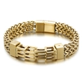 Pulsera dorada para hombre en acero de titanio de doble fila con cierre magnético sobre blanco - Dorado (KB138784-KFC)