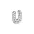 Sparkling silver alphabet U pendant with clear micro-pave zircons for DIY necklaces - Letter U / Silver