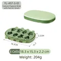 Green 8-cell silicone ice pop mold with cartoon shapes and flat lid, 18.3cm width - Flat Lid Cartoon Popsicle Mold-Green-8 Grids