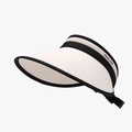 Beige and black UV protection ice silk empty top sun hat with adjustable strap - Adjustable / Beige (24H137)
