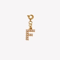 18K gold-plated stainless steel letter F charm with mini pearls and spring clasp - Letter F