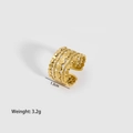 Detailed view of a 1.3cm wide gold-plated stainless steel multi-layer sun flower ring - Four Layer Sun Flower Pattern Style (YYR023059)