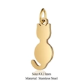 Golden stainless steel cat shaped pendant connector for jewelry making, size 8x21mm - Sitting Cat-Gold (8x21mm) / 5 Pcs/Pack