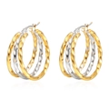 Chic twisted round multilayer gradient stainless steel hoop earrings in gold and silver - Two-Tone Gold and Silver (Twisted Triple Strand Earrings)
