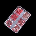 6-grid storage case with faceted red rhinestones for nail art DIY in various sizes - 6 Grids Red Rhinestones 1.5-6.0mm