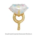 Small gold diamond ring foil balloon for wedding decor, 45x31cm size variation - Mini Gold Rainbow Ring (45x31cm)