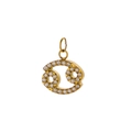Cancer zodiac sign pendant in gold-plated titanium steel with sparkling clear crystals - Cancer