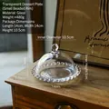 Französischer Glasteller mit Perlenrand und Glasglocke für Desserts und Snacks - Perlenrand Klein