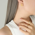 Eleganti orecchini a ventaglio placcati in oro 18k dal design creativo francese a C - Oro