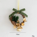 Mini Christmas wreath with green velvet bow, pine cones and a golden bell - Style D-Green Velvet Bow Rattan Wreath
