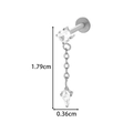Silver G23 titanium labret stud with hanging chain and sparkling zircon gemstones - Rhombus Zirconia Long Chain Style (T2535-12# Silver)