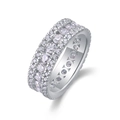 Funkelnder S925 Sterlingsilber Ring mit brillantem Pavé-besetztem Moissanit-Edelstein - US Größe 7 / Moissanit 2,0/1,5 mm