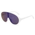 Y2K oversized shield sunglasses with white frame and gradient purple lenses - White Frame Blue Purple Mirror Lens