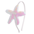 Sparkly white starfish headband with pink sequins and iridescent glitter for kids - White