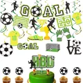 Soccer theme birthday party kit with GOAL banner, swirls, and cupcake toppers - Full Set (Banners+Toppers+Spirals)
