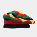 Vista detallada de la textura de punto roja, amarilla y verde en el gorro estilo Rasta - M(56-58cm) / Boina con Patrón de Ondas de Color Reggae (1#)
