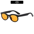 Retro oval black frame sunglasses with bright orange lenses in a trendy C3 colorway - Black Frame Orange Lens