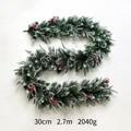 2.7m Christmas garland with PE needles, artificial snow, red berries and pine cones - 2.7M Frosted PE Mixed Garland E