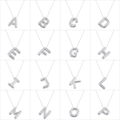 Collares con colgantes de letras de globo en plata pulida de A a P en cadenas finas - Letra A / Oro Blanco