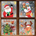 Christmas window static stickers set with Santa, Reindeer, and Tree on glass surface - 4-Sheet Set XC065-XC070 Mix