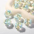 Macro shot of colorful hand-painted acrylic beads with bow designs for DIY jewelry making - Transparent Bead + Blue Bow + Yellow Y / 18mm