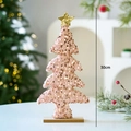 30cm pink felt Christmas tree tabletop decor with gold sequins and a wooden base - Pink Christmas Tree