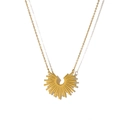 Golden stainless steel sunburst sunflower necklace with classic O-chain on white background - Gold Dense Sunburst