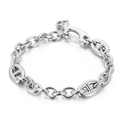 Silbernes Edelstahl-Cuban-Armband mit Ankerkettendesign auf weißem Hintergrund - Silber (KB146444-KLHQ)