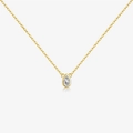 Collana a goccia in argento S925 con gemma bianca incastonata in finitura dorata - Argento 925 / Oro 18K (Bianco Trasparente)